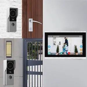 visiPower 10" Screen 1080P 2MP HD Wired WiFi Video Doorbell Intercom System, Remote Control, Support Phone unlock Video Recording 2-Way Audio Motion Detection IR Camera, 2 doorbell + 1 monitor