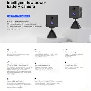 visiPower Wireless Wifi 3MP HD Small Cam PIR Human Motion Detection Night Vision APP Remote Mini IP Camera Built in 2000mAh Battery Smart Low Power Micro Camera with Alarm Message Push