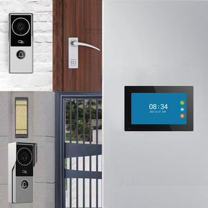 7" Screen 1080P 2MP HD Wired WiFi Video Doorbell Intercom System, Remote Phone Tuya APP Control, Support Phone unlock, Video Recording, 2-Way Audio, Motion Detection, IR Camera, 2doorbell + 1 monitor