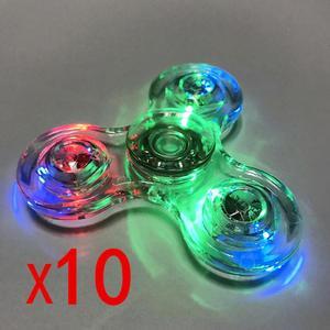 10pcs Transparent Crystal LED Fidget Hand Spinner Torqbar Brass Anti-Anxiety Toy Finger Toy for Kids & Adults