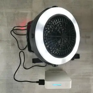 Outdoor Multifunction Portable USB Camping LED Fan Light Tent Lamp W/Hook