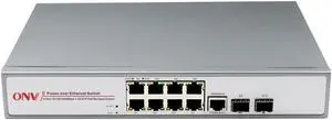 ONV-POE33108PFM-at 10-port Gigabit Managed PoE Switch with 8x 10/100/1000Base-T RJ45 Ethernet ports and 2x gigabit SFP slots