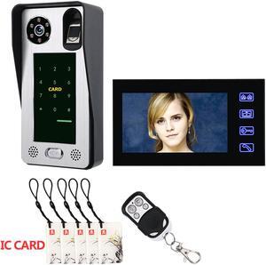 7inch Fingerprint IC Card Video Door Phone Intercom Doorbell With  Door Access Control System Night Vision Security CCTV Camera Home Surveillance