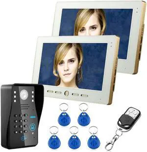 10 inch  2 Monitor RFID Password Video Door Phone Doorbell Intercom System With IR Camera 1000 TV Line