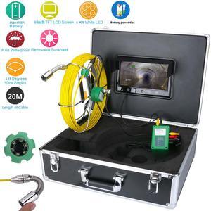 9 inch LCD DVR 1000TVL Camera with 6W LED Lights 8GB TF Card 20M IP68 Waterproof Drain Pipe Sewer Inspection Camera System