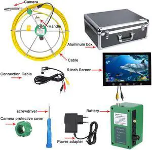 6W LED Lights 8GB TF Card Drain Pipe Sewer Inspection Camera System 9inch LCD DVR 1000TVL 50M IP68