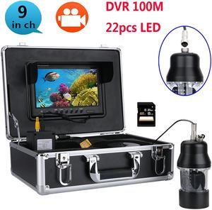100m Professional Underwater Fishing Video Camera Fish Finder 9 Inch DVR Recorder Color Screen Waterproof 22 LEDs 360 Degree Rotating Camera