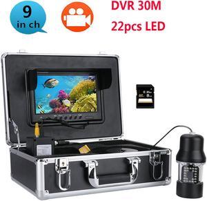 30m Professional Underwater Fishing Video Camera Fish Finder 9 Inch DVR Recorder Color Screen Waterproof 22 LEDs 360 Degree Rotating Camera