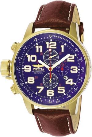 Mens Invicta Leather 3 Eye ChronoGraph Lefty Date Watch 3329