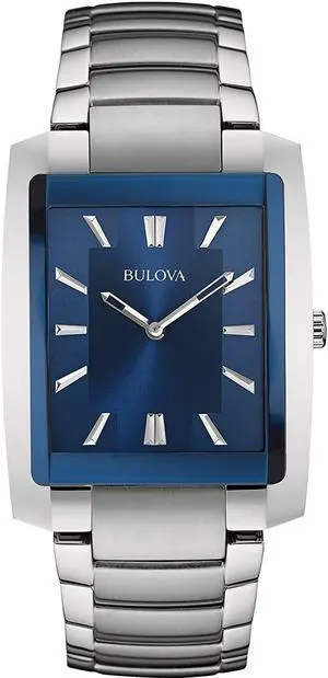 Bulova Classic Two-Hand Stainless Steel Mens watch #96A169 Blue