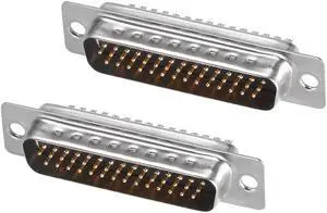 D-sub Connector Male Plug 44-pin 3-row Port Terminal Breakout Solder Type for Mechanical Equipment CNC Computers Black Pack of 2