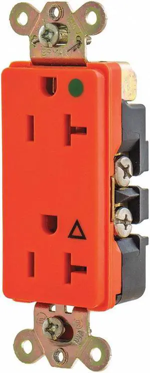 20,  Hospital Grade,  Isolated Ground Receptacle,  Orange,  No Tamper Resistant
