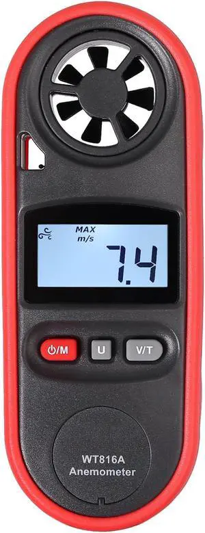 WinAPEX WT816A Digital Anemometer Wind Speed Meter -10 ~ 45C Temperature Tester Anemometro with LCD Backlight Display