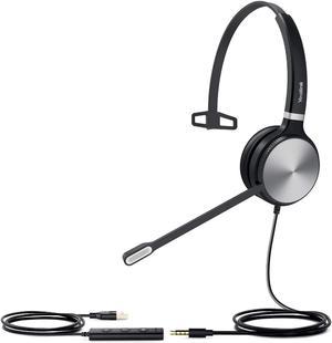 Yealink Teams Certified Telephone Headset Microphone USB Wired UH36 UH34 Noise Cancelling with Mic for Computer PC Laptop Stereo for Calls and Music 3.5mm Jack (UH36-MONO, Teams Optimized)