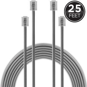 Power Gear Telephone Line Cord, 2 Pack, 25 Feet, Phone Cord, Modular Jack Ends, Works for Phone, Modem or Fax Machine, for Use in Home or Office, Satin, 46068