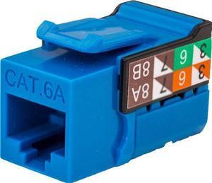 Vertical Cable CAT6A RJ45 Data Keystone Jack, V-Max Series - Blue Color - (50 pack)