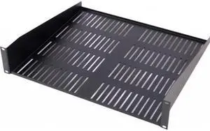 Vertical Cable 2U Vented Shelf - Black Single Side 15" Depth Vent Rack Support Shelves 047-WVS-2400