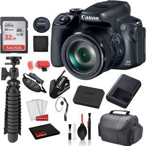 Canon PowerShot SX70 HS Digital Camera  with  SanDisk 32gb SD card + Deluxe Cleaning Kit + 12 Tripod + MORE(Intl Model)