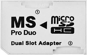 SANOXY Dual Slot MicroSD to MS PRO DUO Adapter, Black (MicroSD or MicroSDHC Cards)