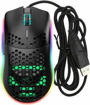 SANOXY RGB Gaming Mice Mouse 6400 DPI USB Flowing Backlit Light Wired PC Laptop Compute - Black