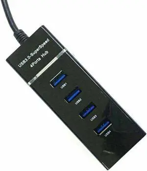 USB 3.0 Hub 4-Port Adapter Charger Data Sync Super Speed PC Mac Laptop Desktop (Black)