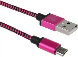 1M / 3FT Micro USB Fast Charger Data Sync Cable Cord (Pink)