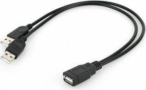 USB 2.0 Female to 2 Dual USB Male Power Adapter Y Splitter Cable