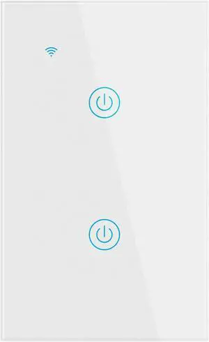 2 Gang WiFi Smart Wall Touch Light Switch Glass Panel For Alexa/Google APP