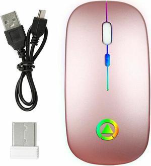 2.4GHz Wireless Optical Mouse USB Rechargeable RGB Cordless Mice For PC Laptop (rose)