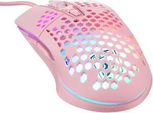 6400DPI Wired Gaming Mice Mouse RGB Flowing Backlit Light For PC Laptop Computer, Pink