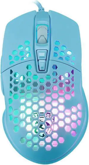 6400DPI Wired Gaming Mice Mouse RGB Flowing Backlit Light For PC Laptop Computer, Blue