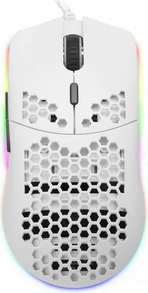 RGB Gaming Mice Mouse 6400 DPI USB Flowing Backlit Light Wired PC Laptop Compute - White