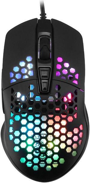 6400DPI Wired Gaming Mice Mouse RGB Flowing Backlit Light For PC Laptop Computer, Black