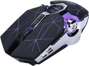 Wireless USB Optical Mice Gaming Mouse 7 Color LED Backlit Rechargeable For PC-Black