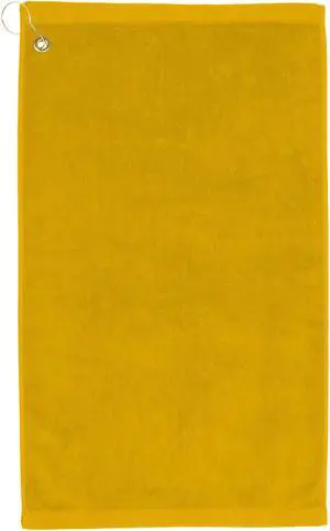 Premium 16 inch x 26 inch Velour Golf Towel with Corner Hook &Grommet Placement-Gold