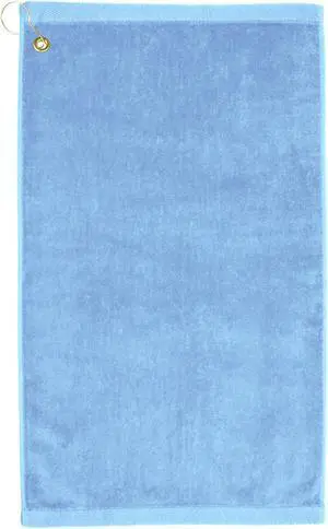Premium 16 inch x 26 inch Velour Golf Towel with Corner Hook &Grommet Placement-Light Blue
