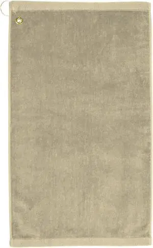 Premium 16 inch x 26 inch Velour Golf Towel with Corner Hook &Grommet Placement-Beige