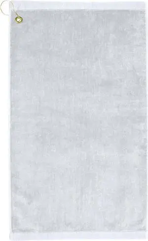 Premium 16 inch x 26 inch Velour Golf Towel with Corner Hook &Grommet Placement-White
