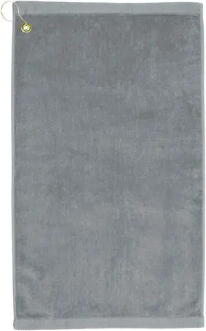 Premium 16 inch x 26 inch Velour Golf Towel with Corner Hook &Grommet Placement-Silver