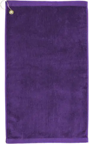 Premium 16 inch x 26 inch Velour Golf Towel with Corner Hook &Grommet Placement-Purple