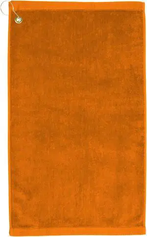 Premium 16 inch x 26 inch Velour Golf Towel with Corner Hook &Grommet Placement-Orange