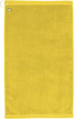Premium 16 inch x 26 inch Velour Golf Towel with Corner Hook &Grommet Placement-Yellow