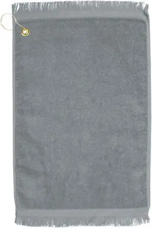 Premium Fringed Velour Golf Towel with Corner Hook &Grommet Placement-Silver