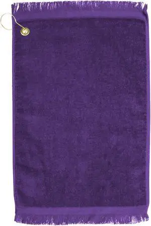 Premium Fringed Velour Golf Towel with Corner Hook &Grommet Placement-Purple