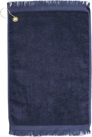Premium Fringed Velour Golf Towel with Corner Hook &Grommet Placement-Navy