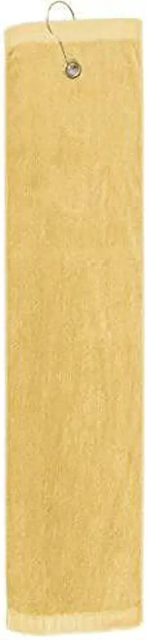 Premium 16 inch x 26 inch Velour Golf Towel with Tri-fold Hook & Grommet Placement-Gold