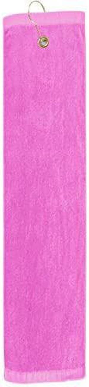 Premium 16 inch x 26 inch Velour Golf Towel with Tri-fold Hook & Grommet Placement-Hot Pink