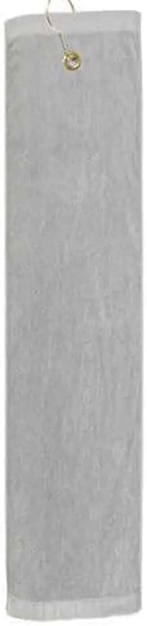 Premium 16 inch x 26 inch Velour Golf Towel with Tri-fold Hook & Grommet Placement-Silver