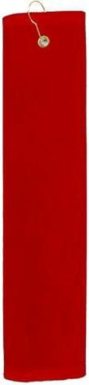 Premium 16 inch x 26 inch Velour Golf Towel with Tri-fold Hook & Grommet Placement-Red
