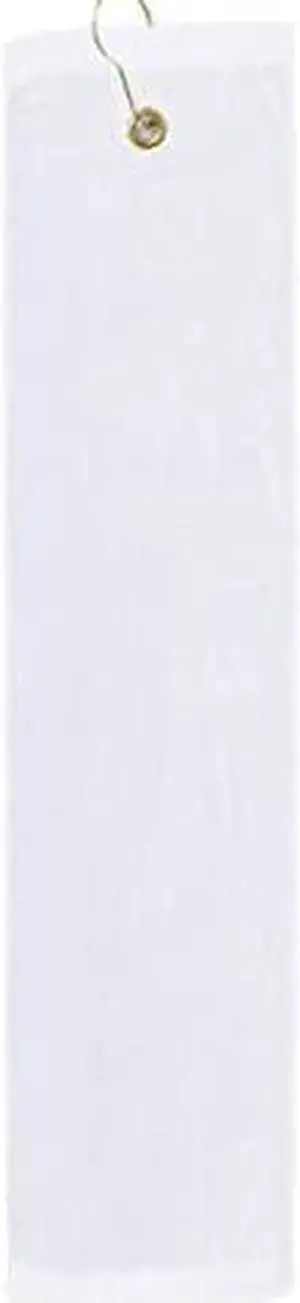 Premium 16 inch x 26 inch Velour Golf Towel with Tri-fold Hook & Grommet Placement-White